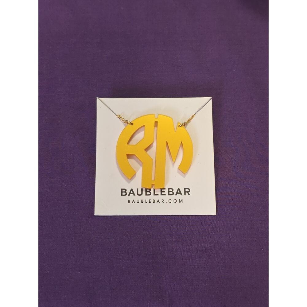 Baublebar Initial "RM" Large Acrylic Pendant Necklace On 1/20 14k GF Chain